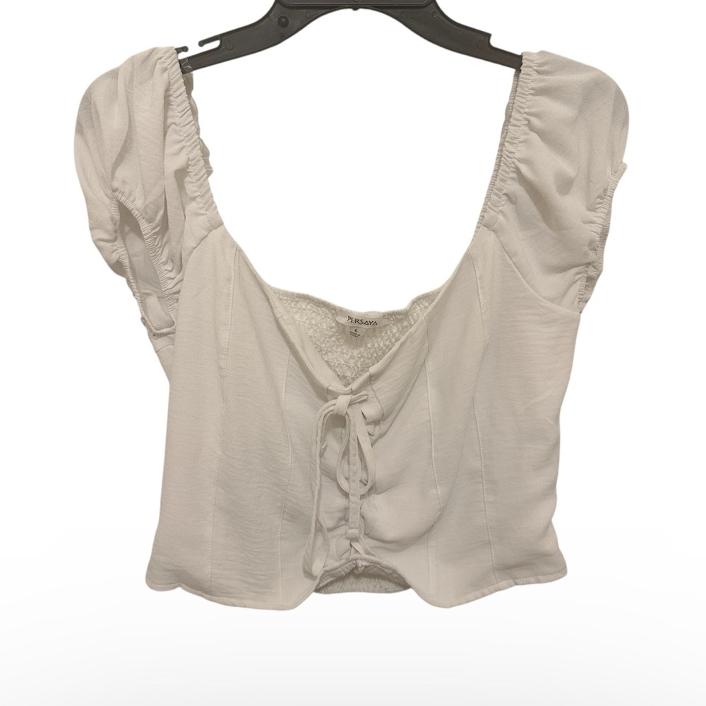 Persaya White Puff Sleeve Top new without tags size large